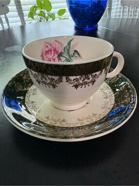 Vintage Taylor Smith Pink Rose Tea Cup and Saucer